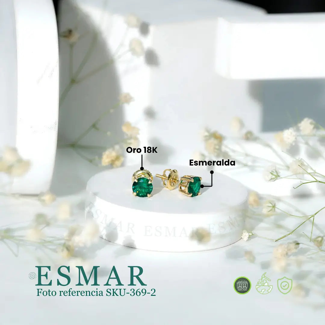 Topos en Oro 18K con Esmeralda 3.0 MM✨